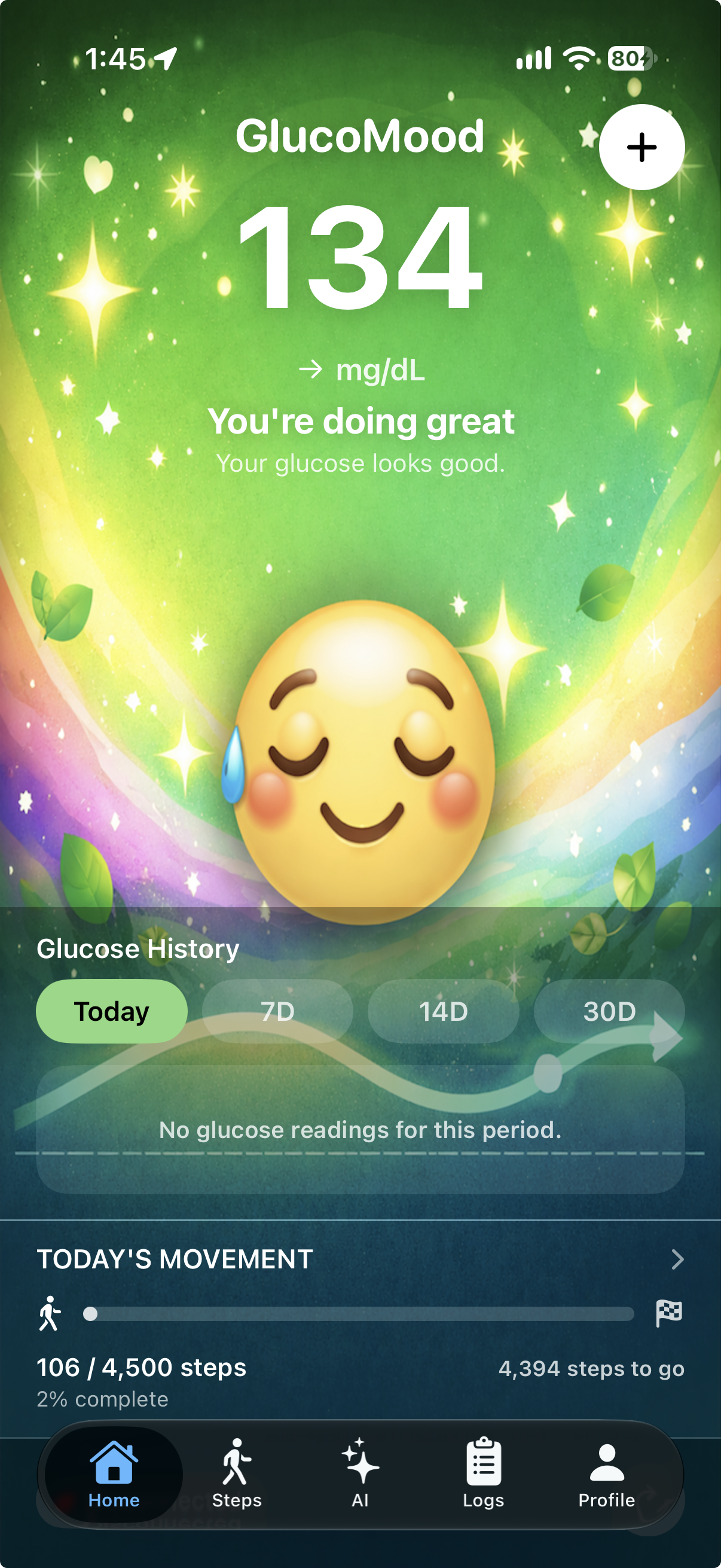 GlucoMood Home screenshot